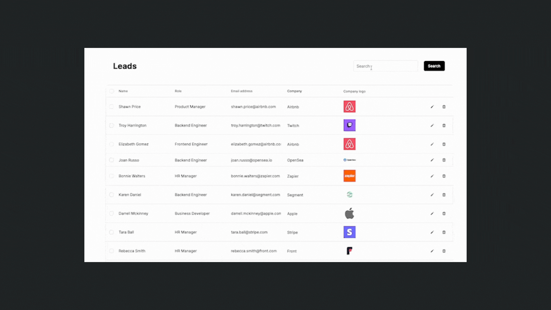 Algolia search in action in WeWeb