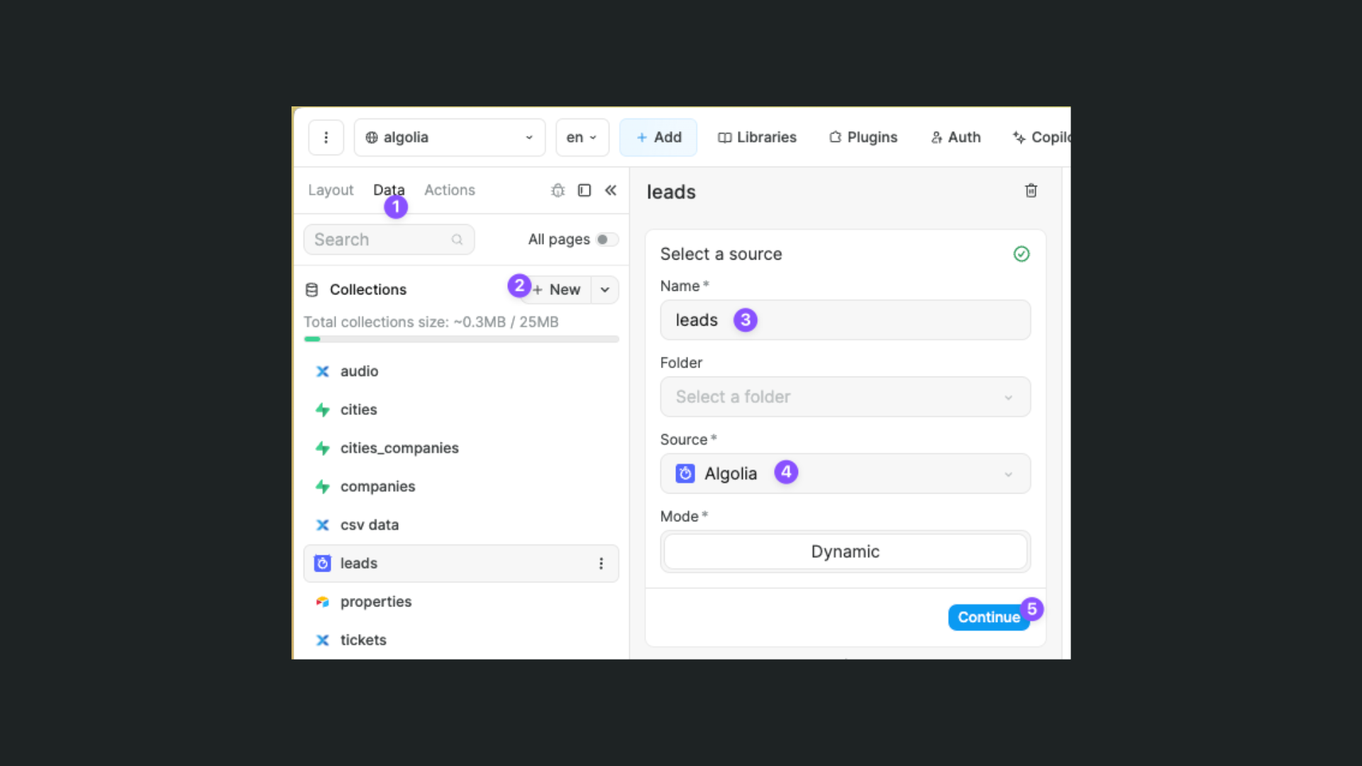Algolia collection in WeWeb