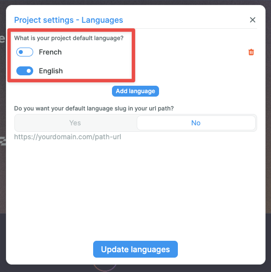 Setting default language