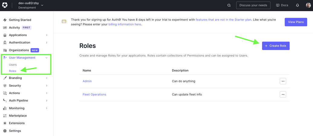 Create roles in Auth0
