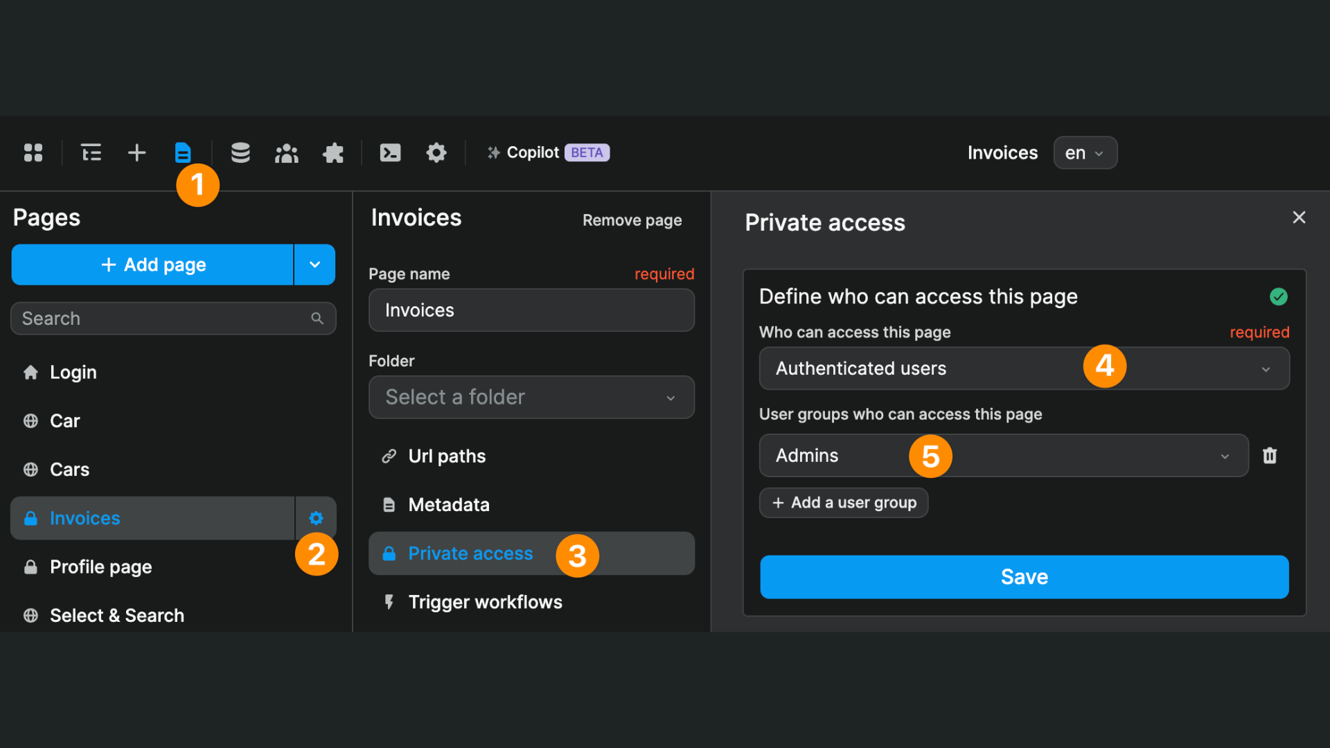 Restrict page access to authenticated users