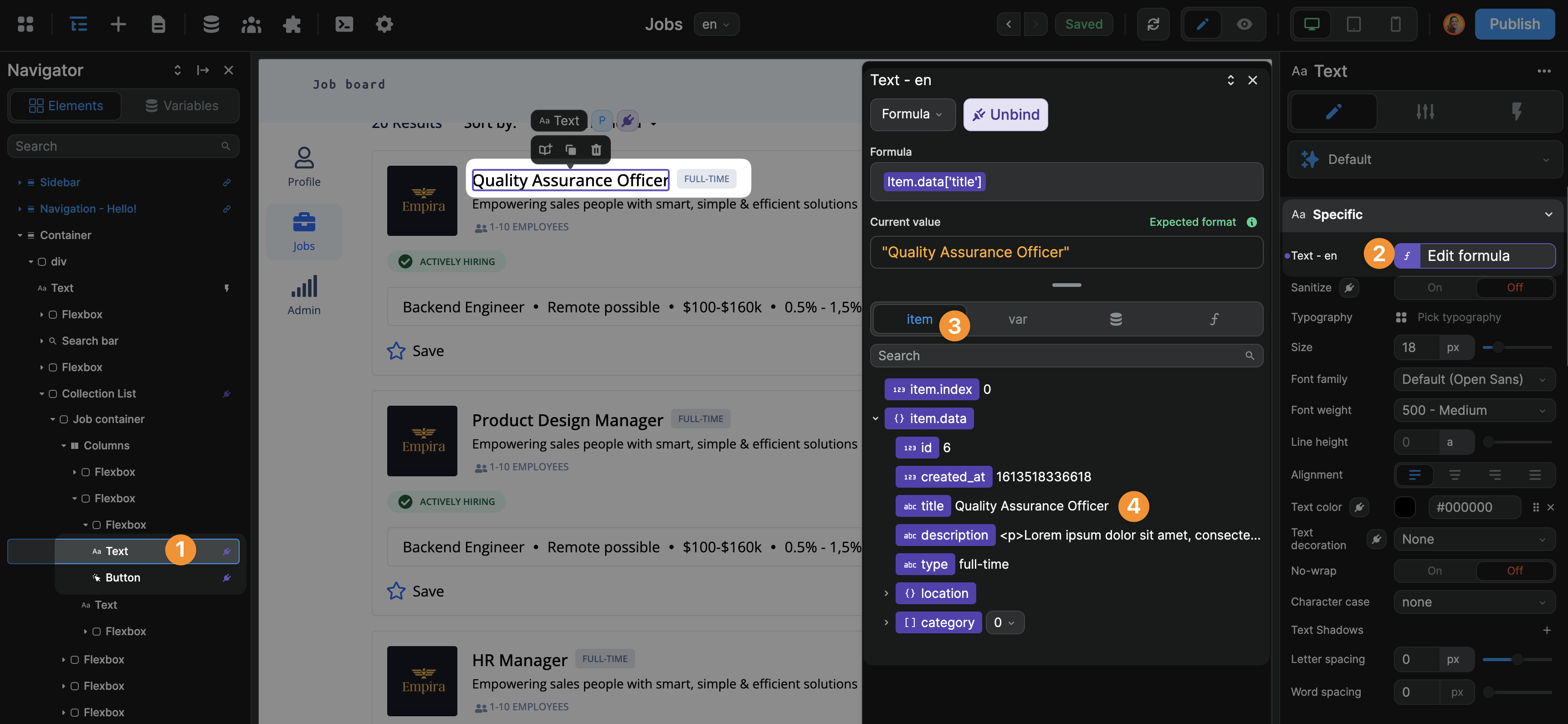 Display repeated item data