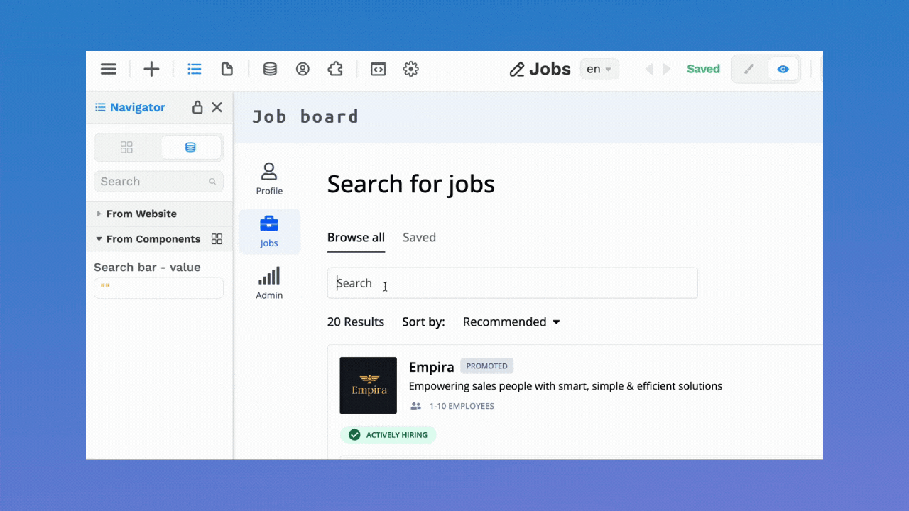 Update component variable