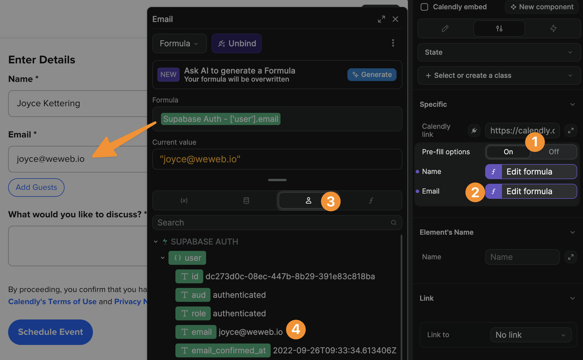 Calendly pre-fill options