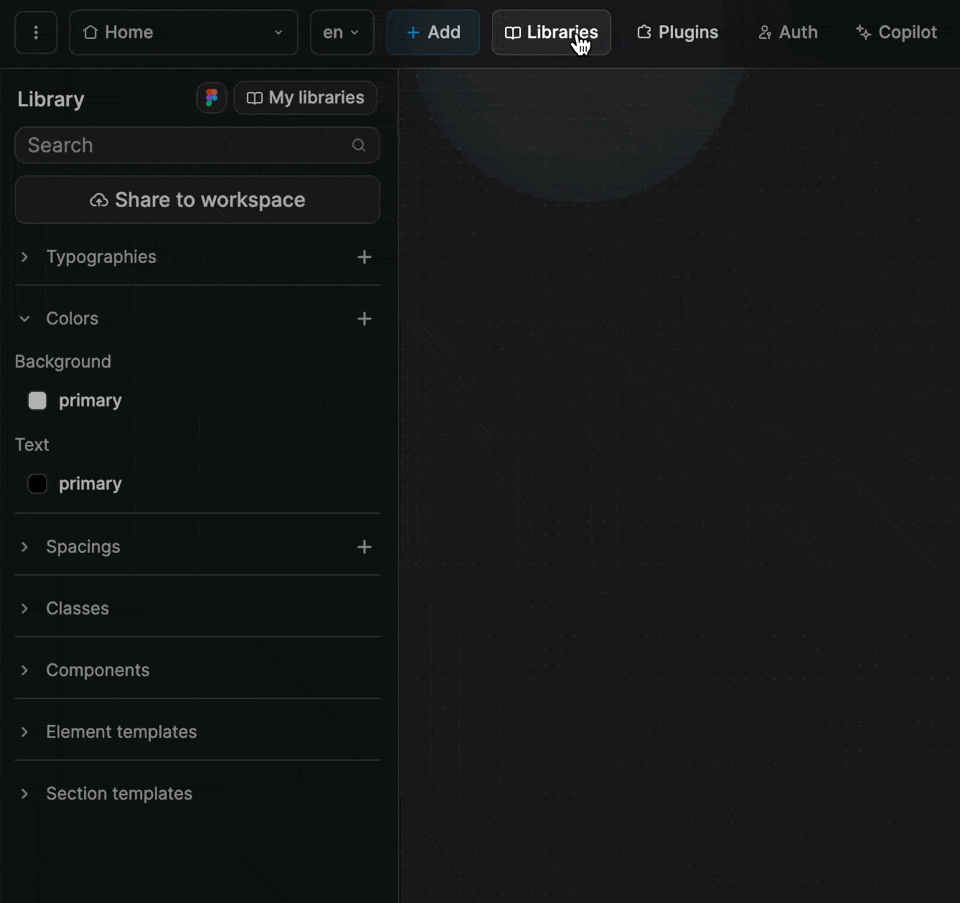 Color themes in Weweb library
