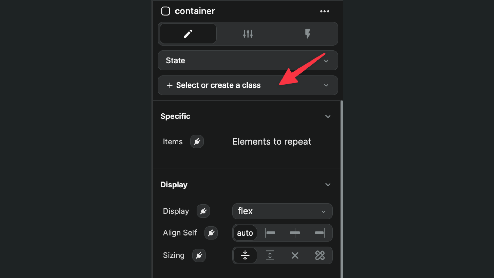 Create a class in WeWeb