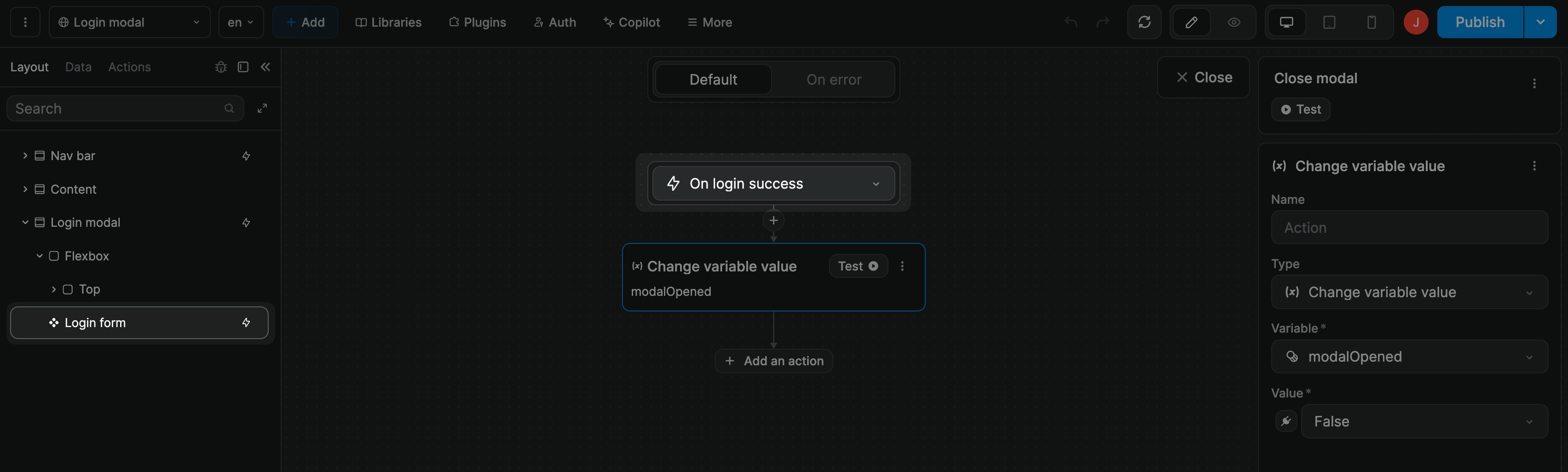 React to a component event