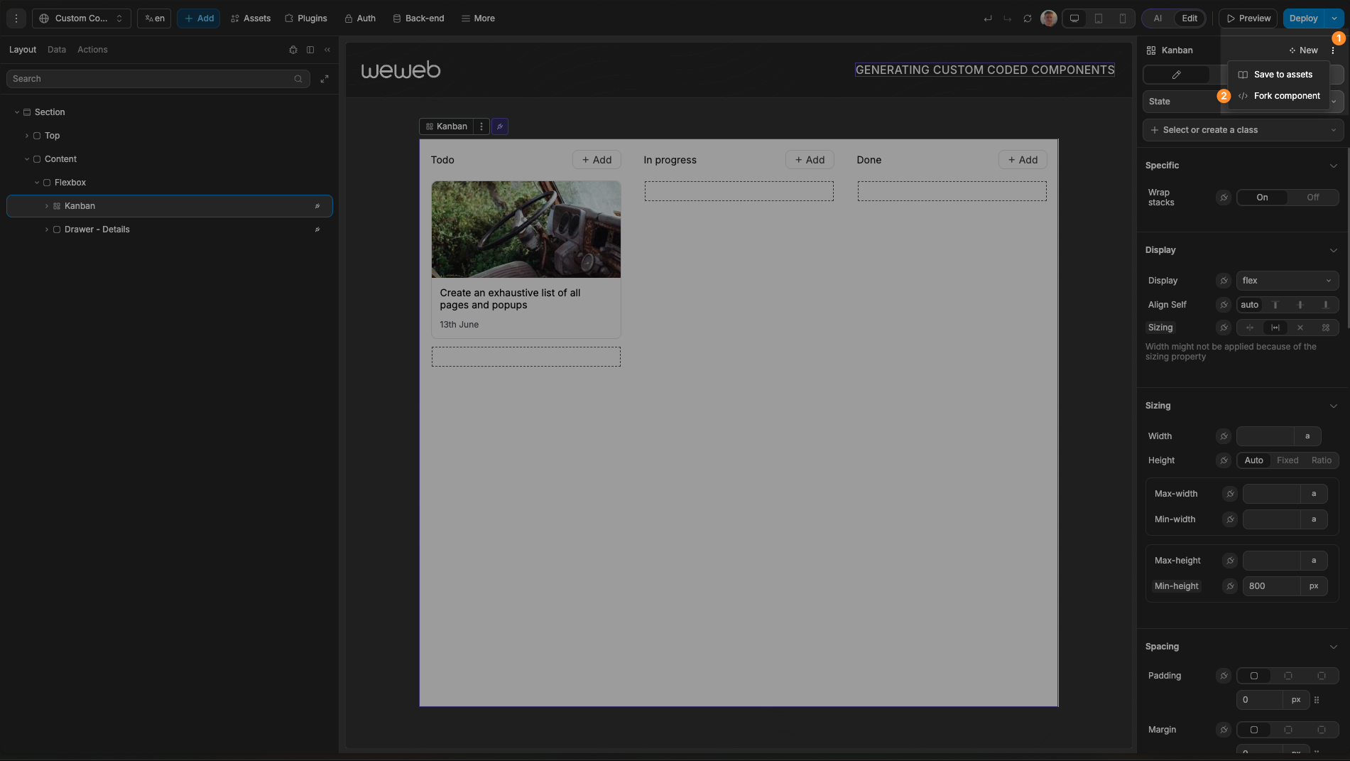 Forking A Component In Top Right
