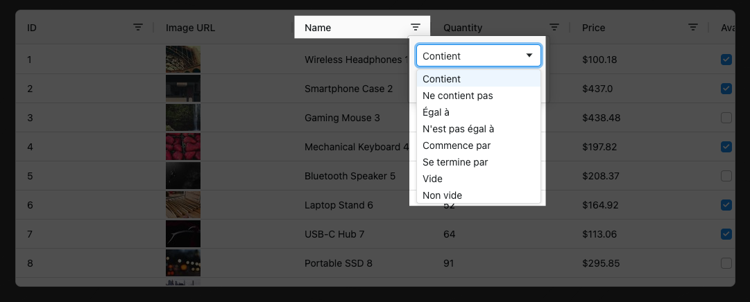 Filter Options in Selected Language