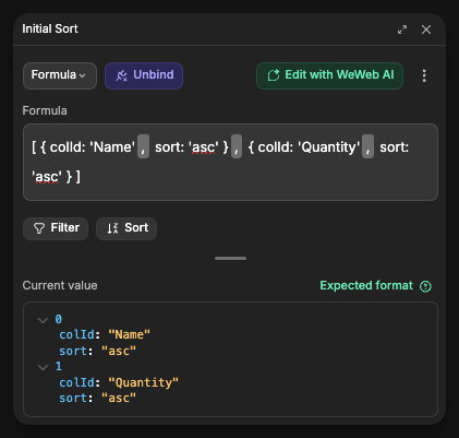 Initial Sort Example
