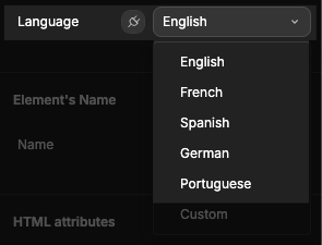 Language Selection for Filters