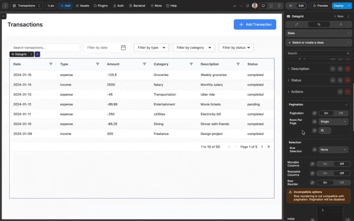 Using Datagrid Multiple Pagination