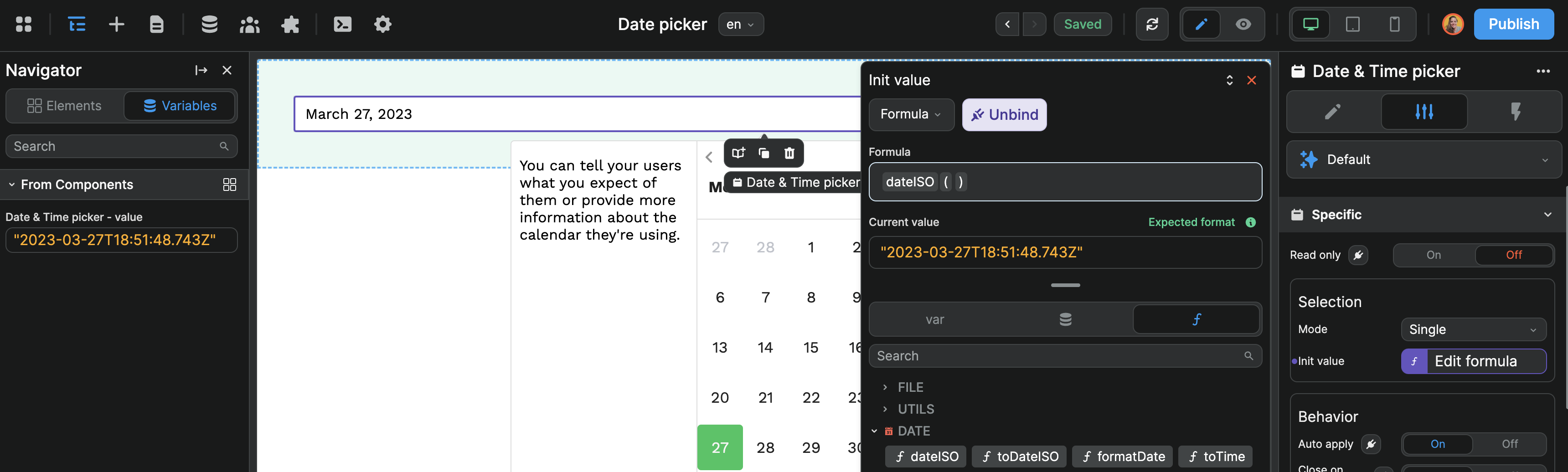 Init value in Single mode