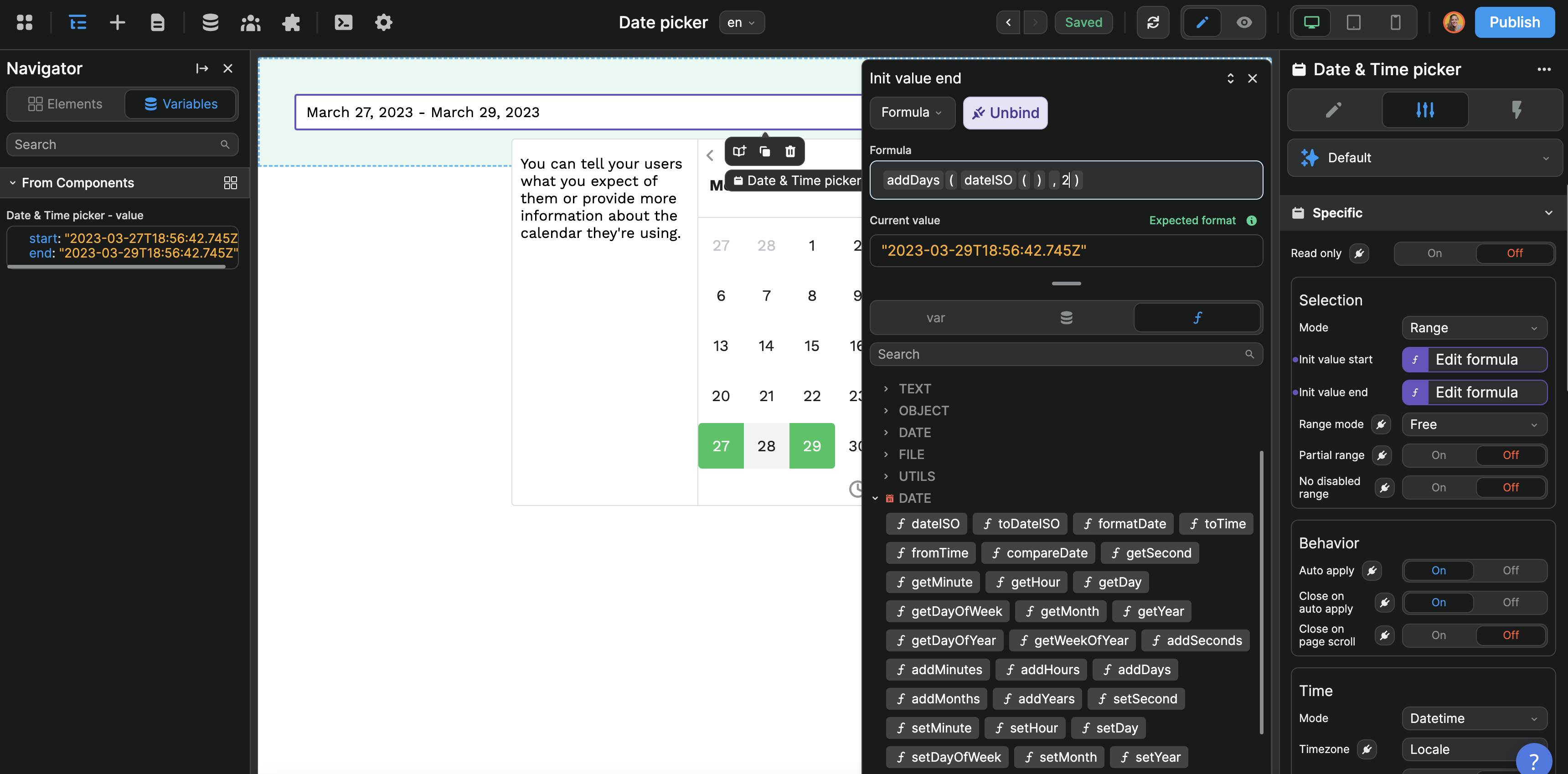 Init value in Range mode