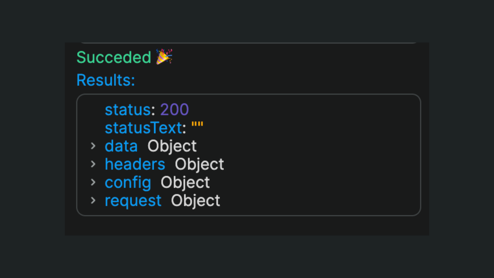 Success message from API