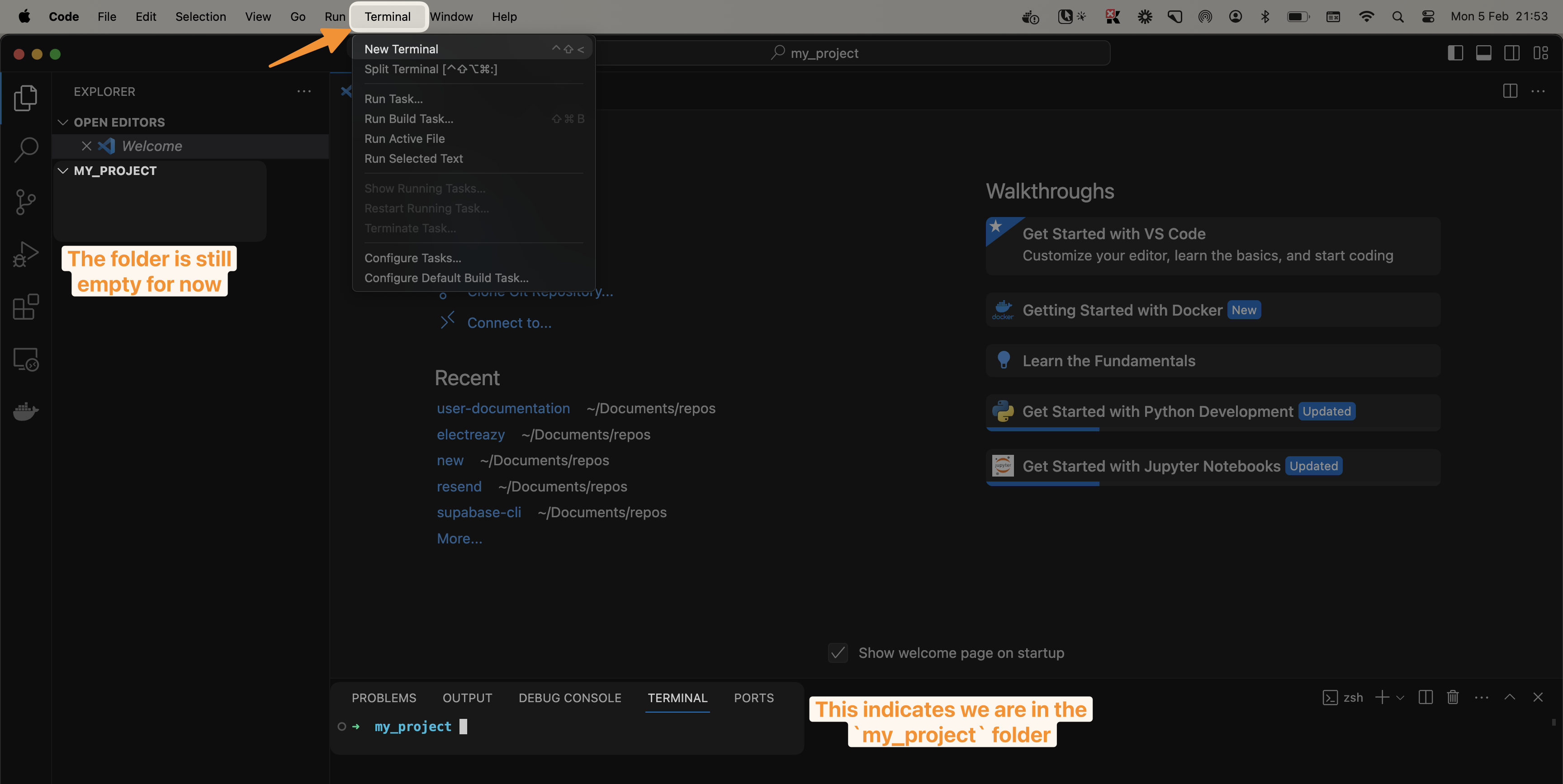 Navigate to repo in terminal