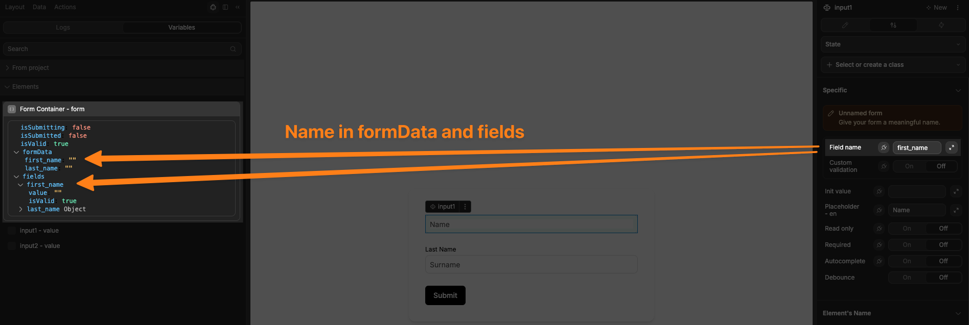 Input name field example