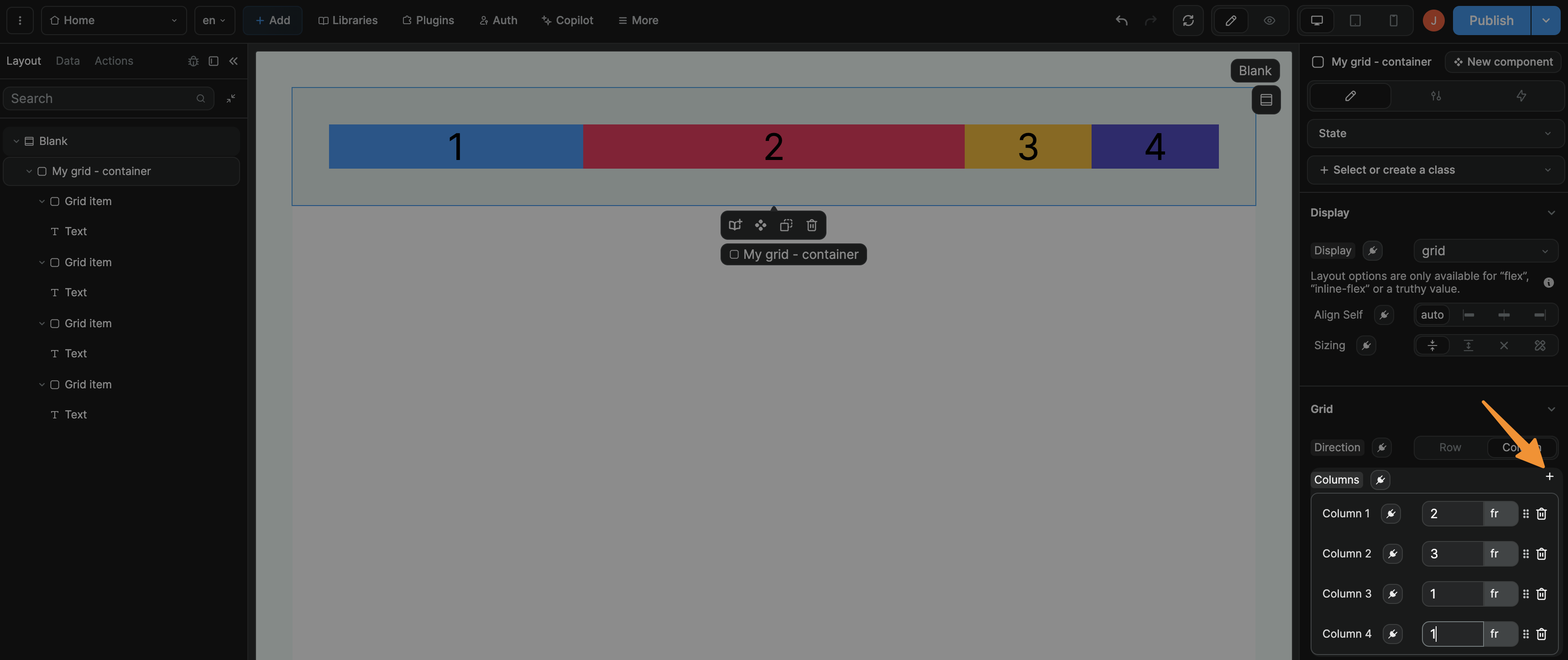 CSS grid column template