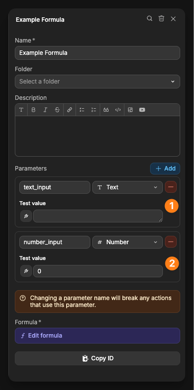 Formula input orders