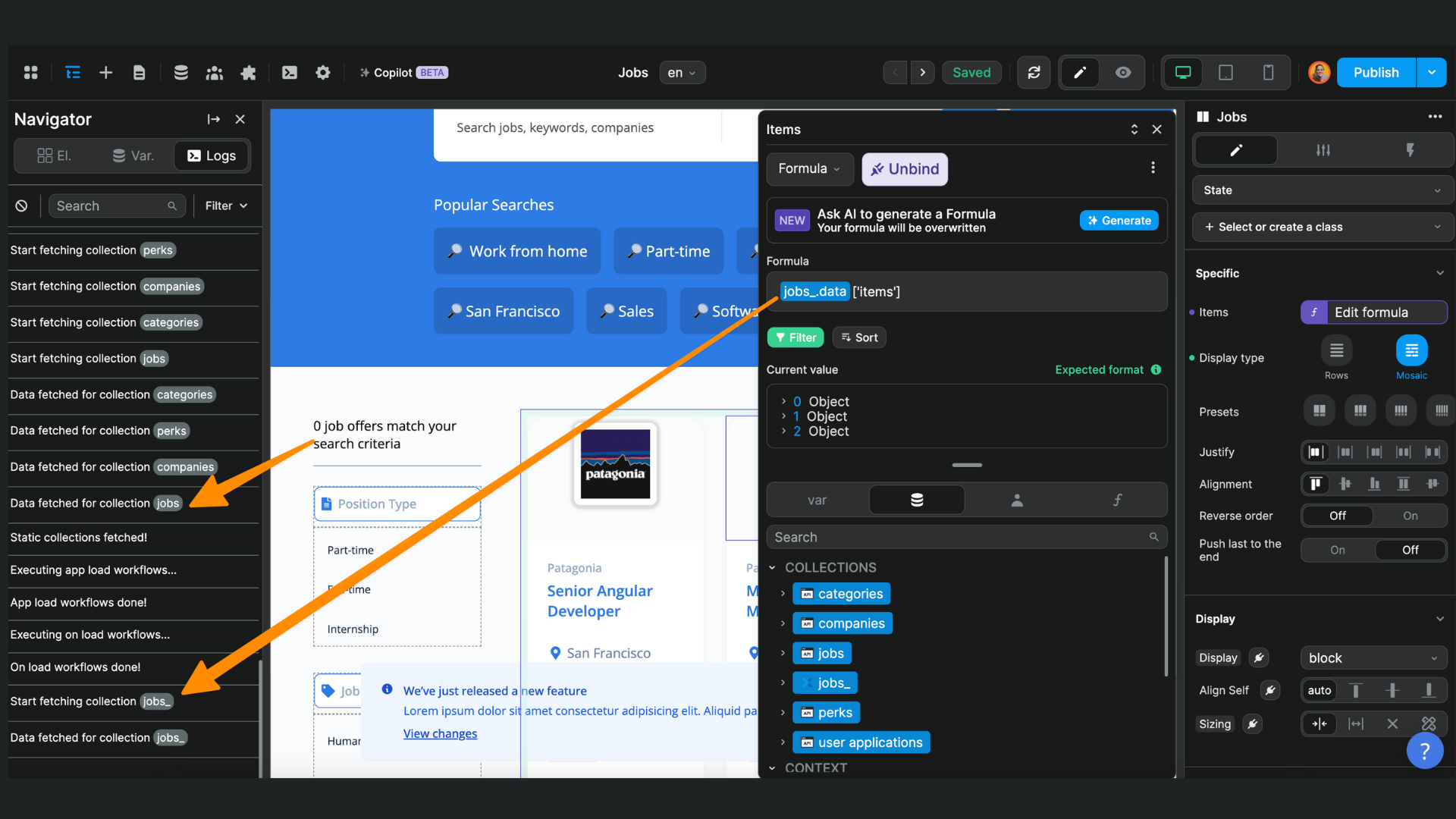 Collection loaded in logs