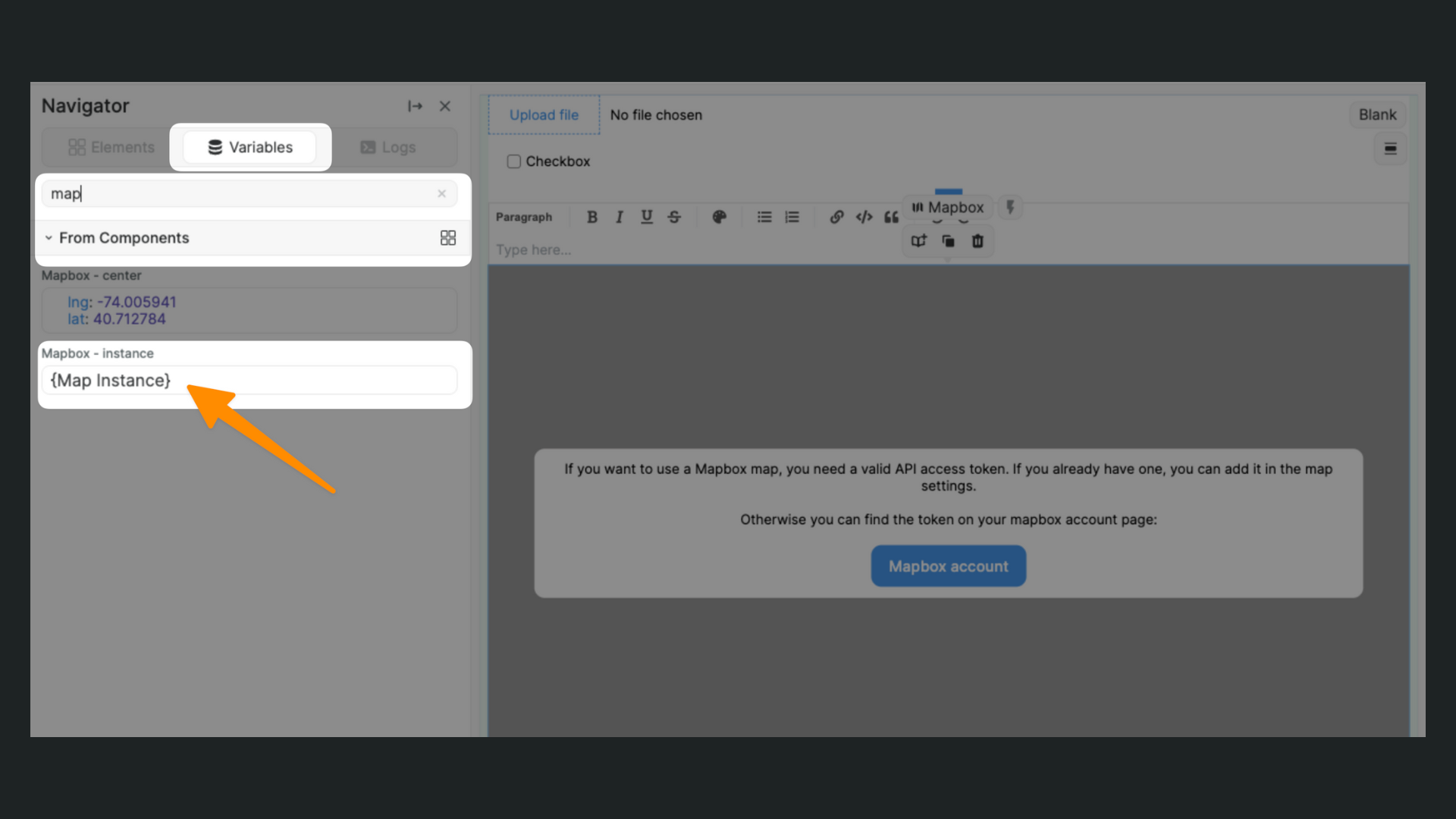 Mapbox instance variable