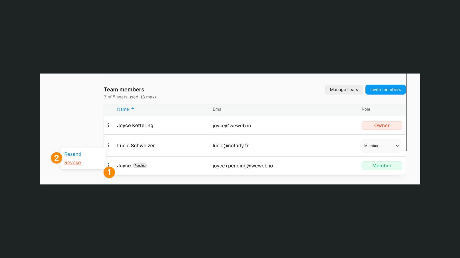 Resend or revoke invitation