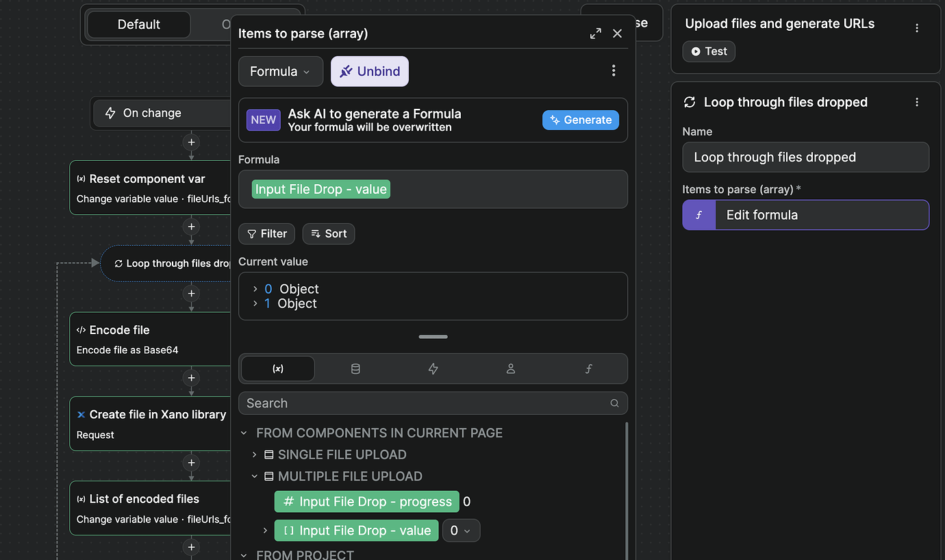 Loop through files uploaded