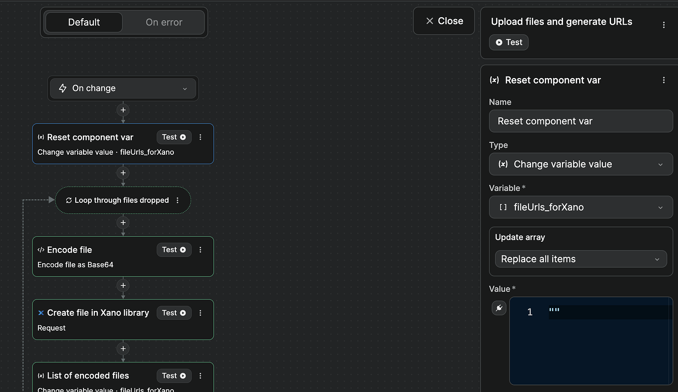 Multiple file upload workflow