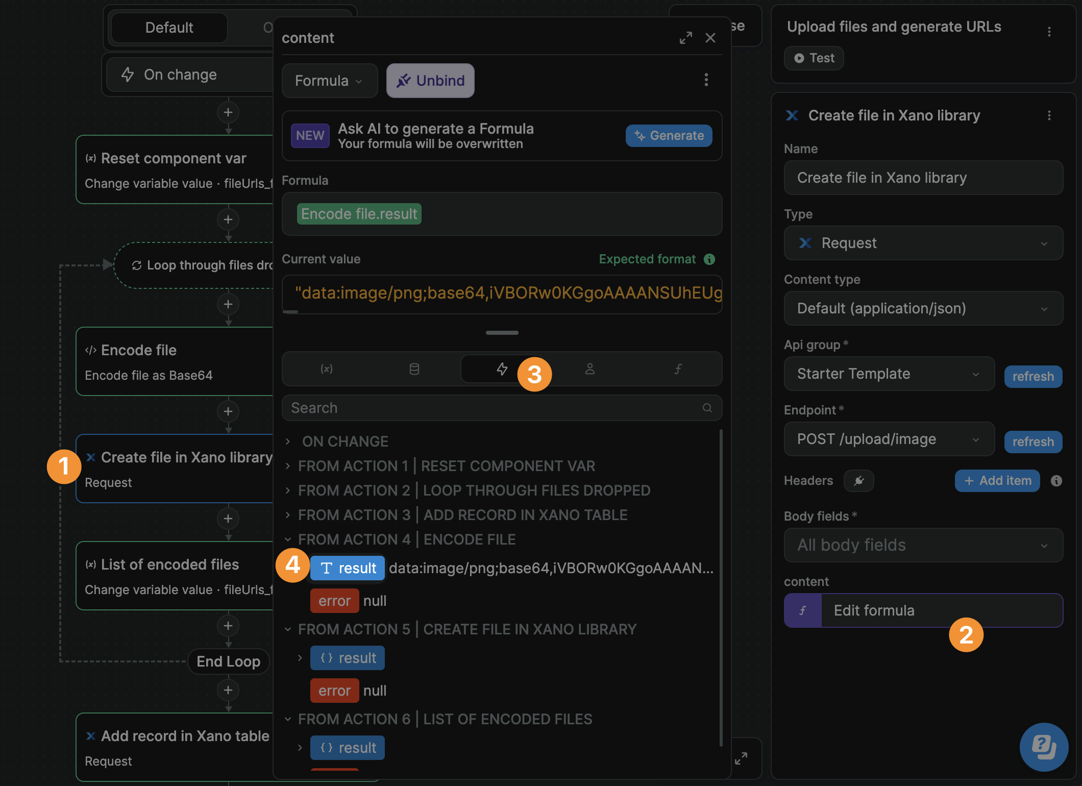 Create file in Xano library