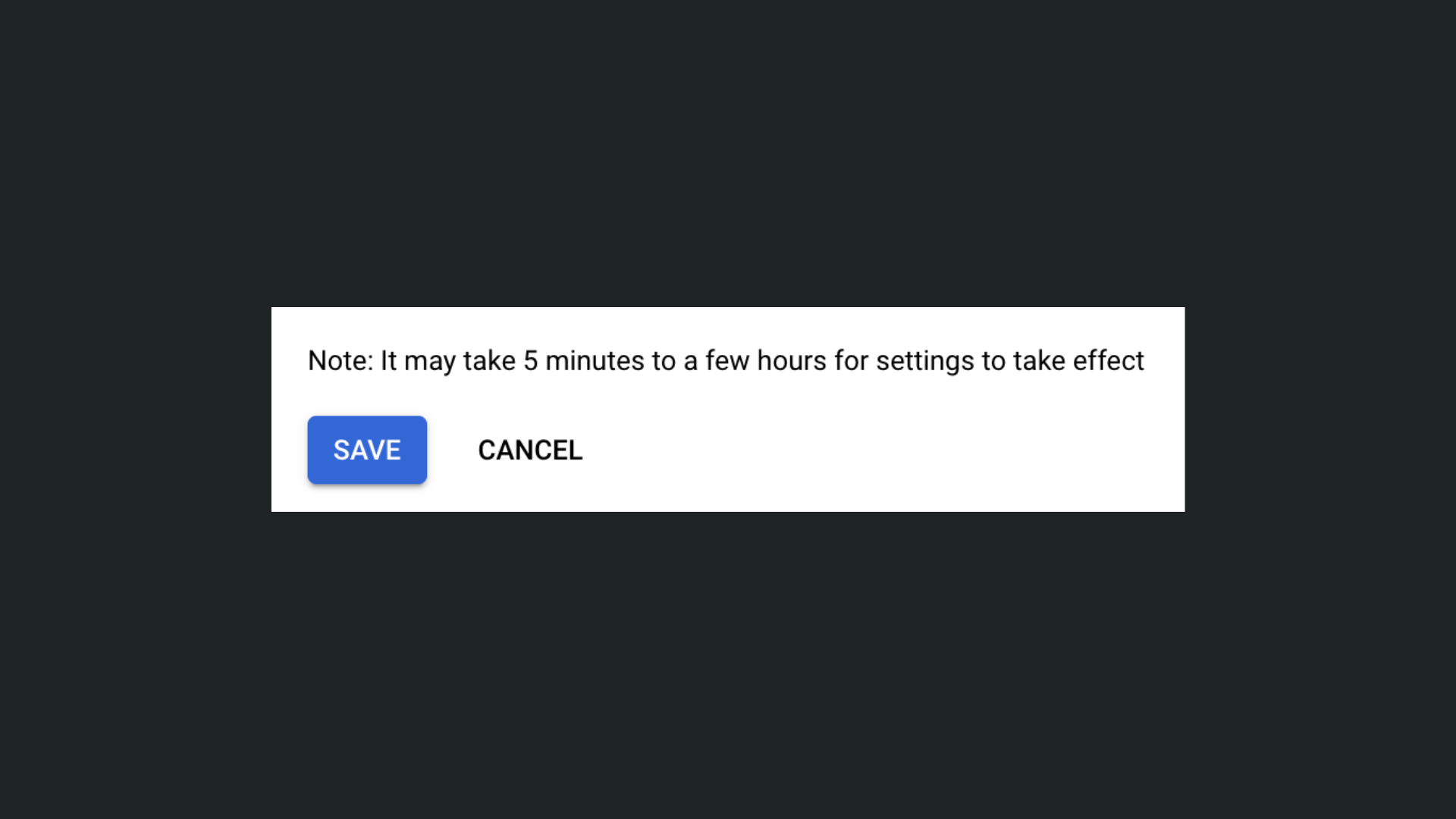 Update settings in Google Cloud Console