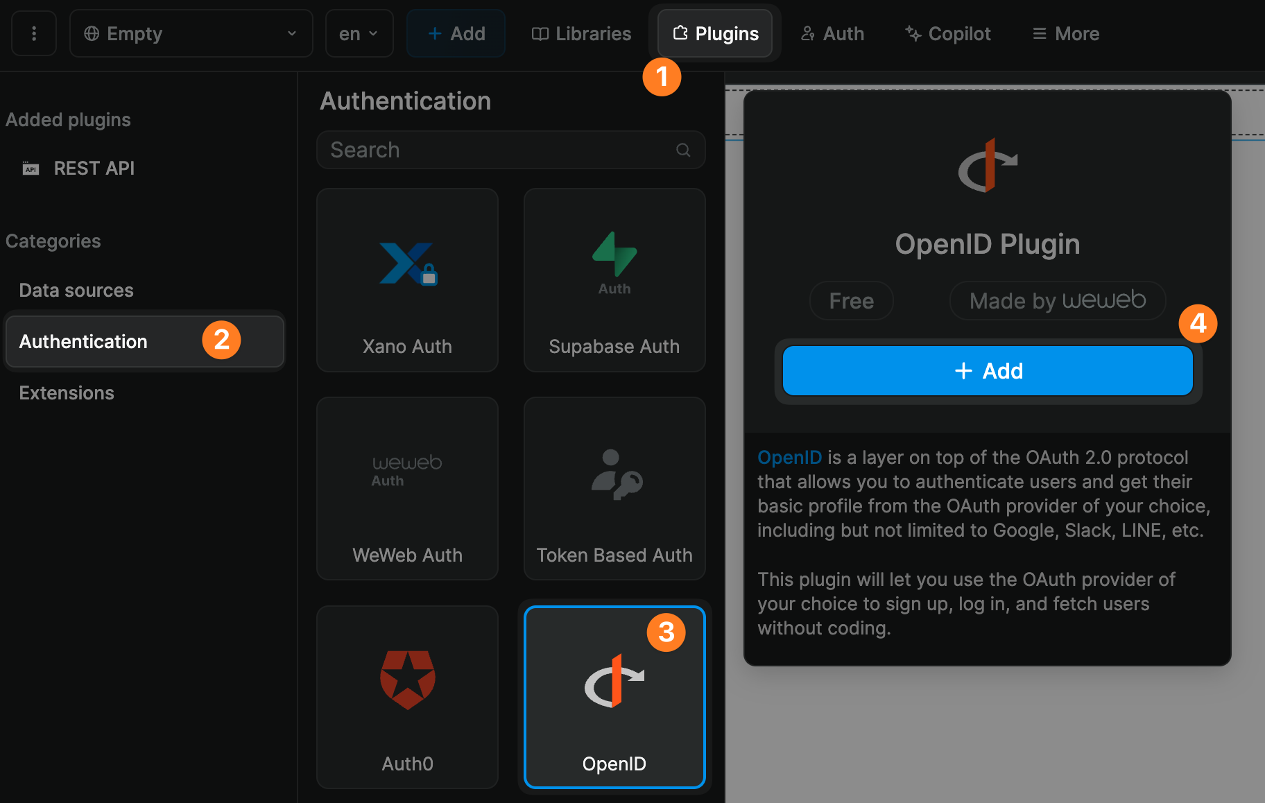 OpenID plugin in WeWeb