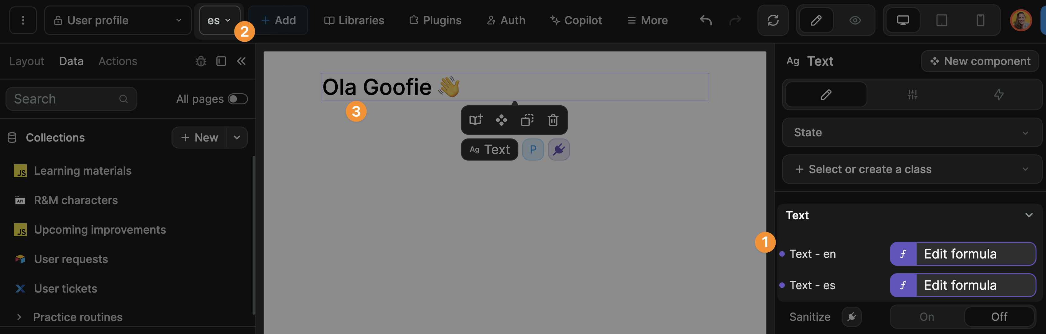 Toggle between page languages