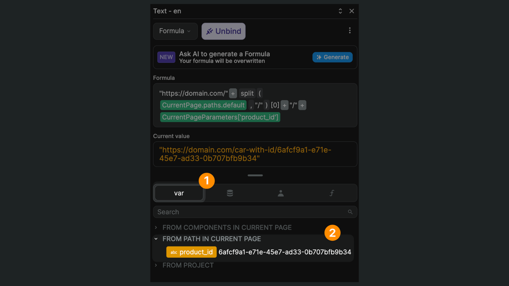 Path in current page variable