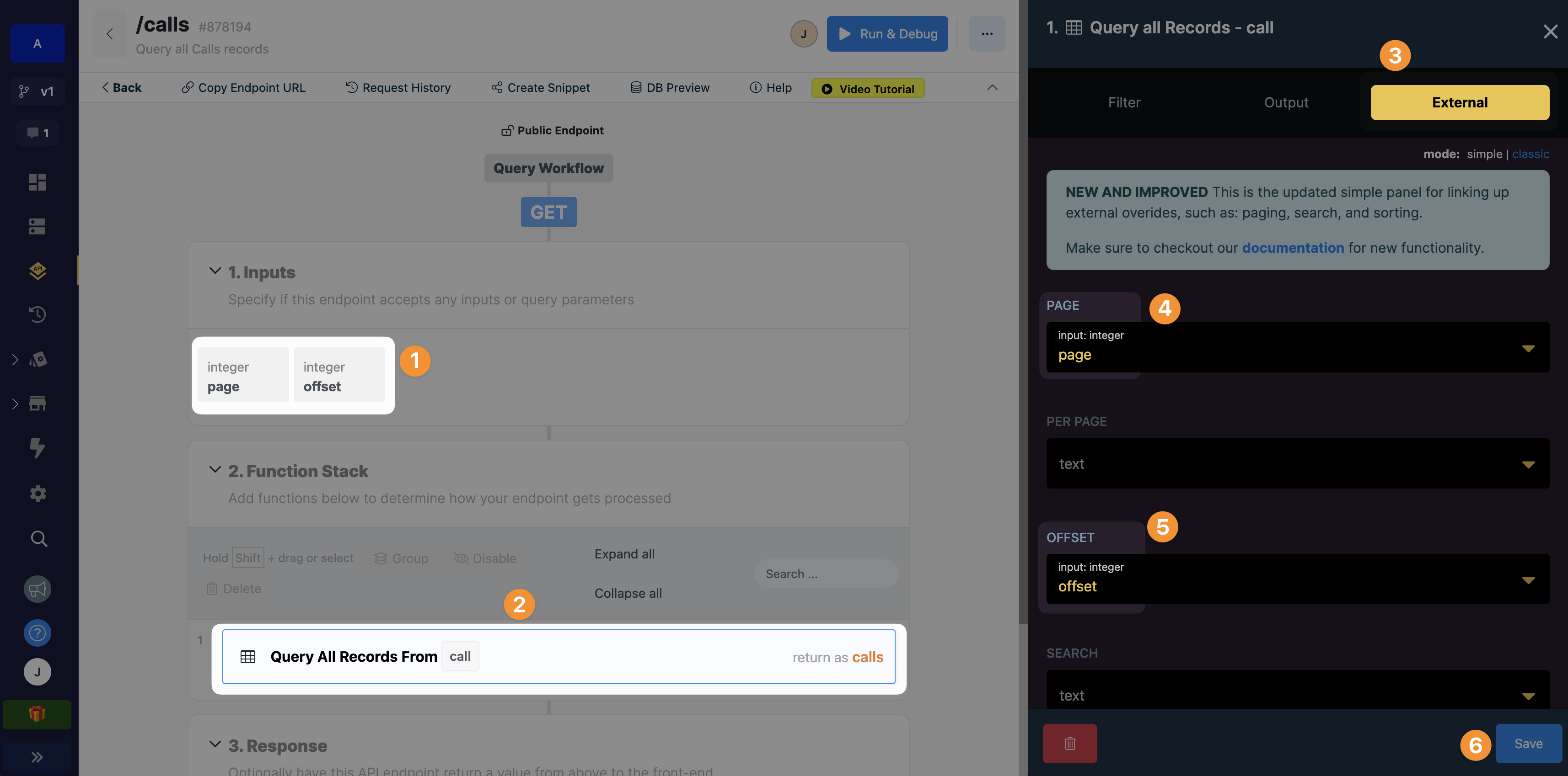 Paginated external setting in Xano