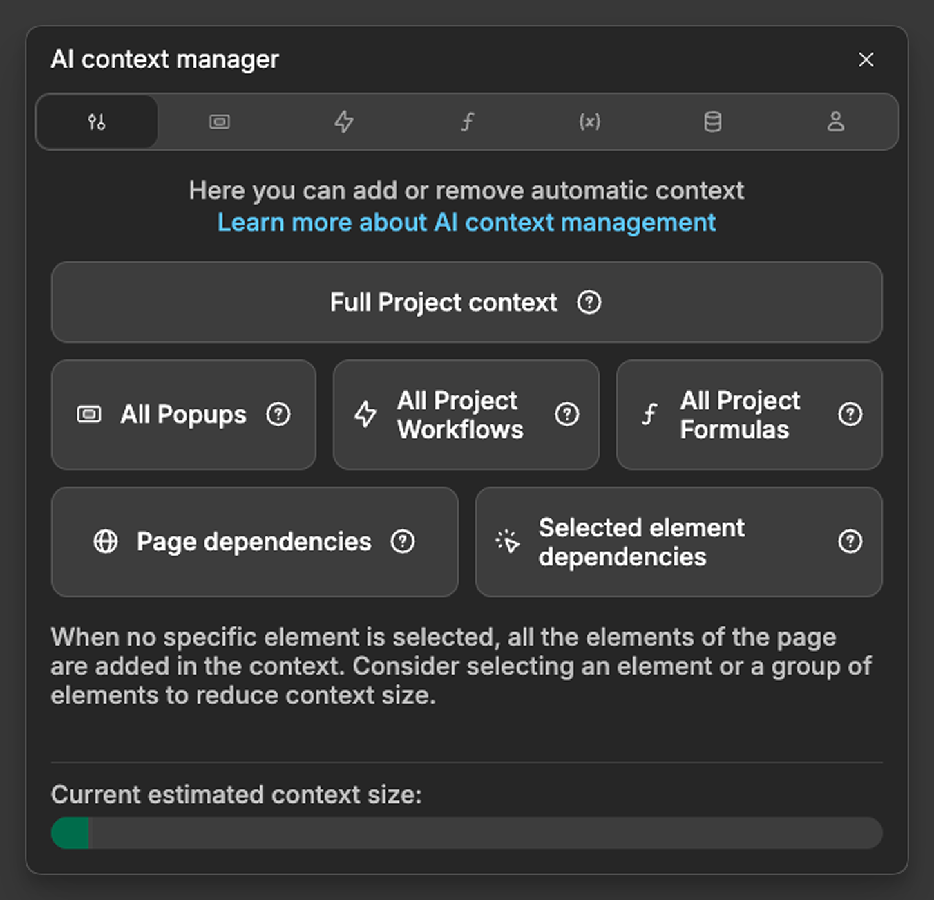 Broad Selections Tab