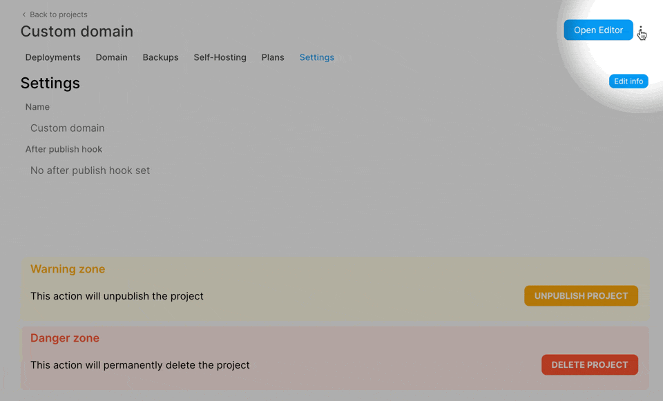 Open WeWeb project in safe mode