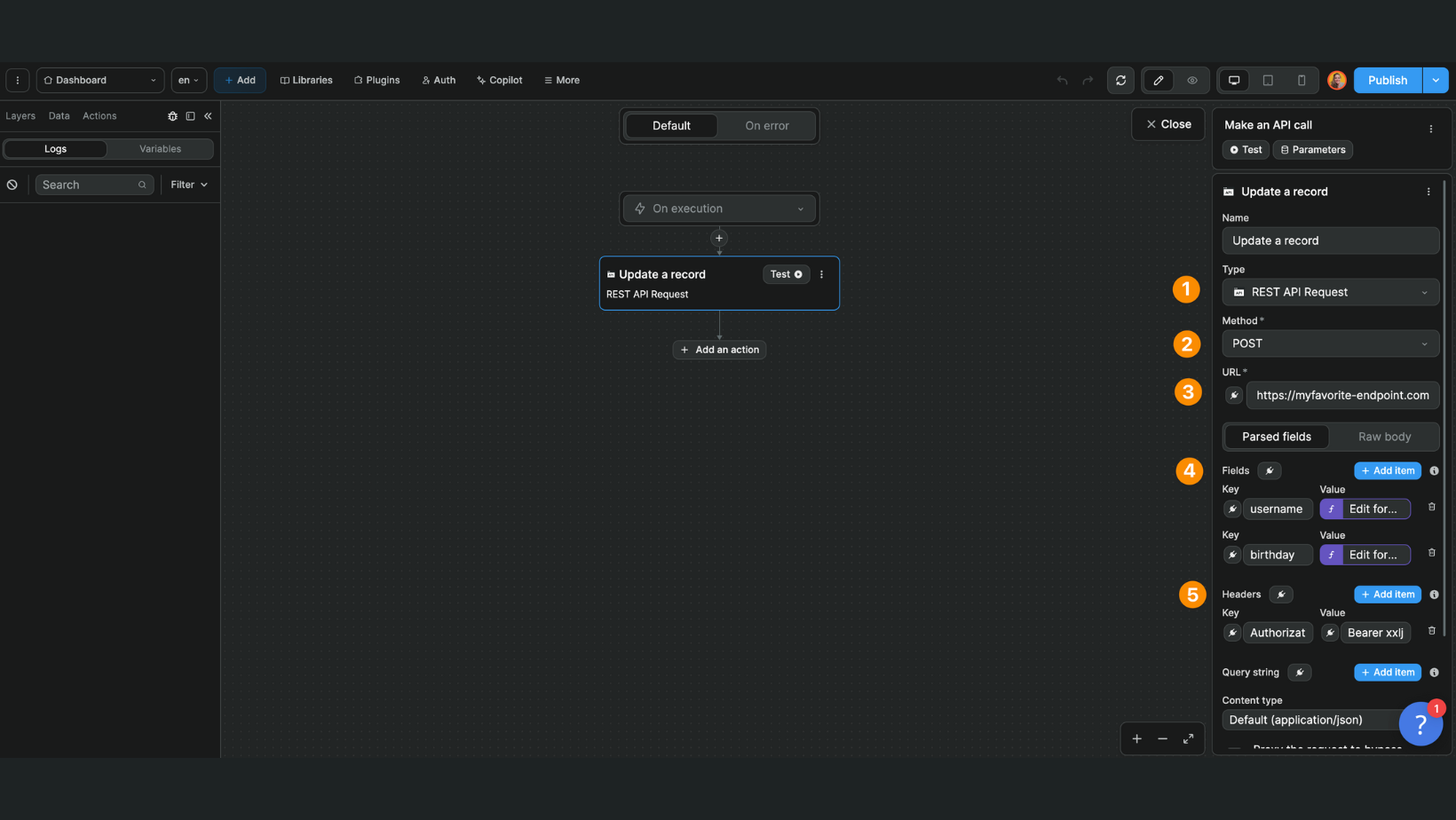 REST API call in a workflow