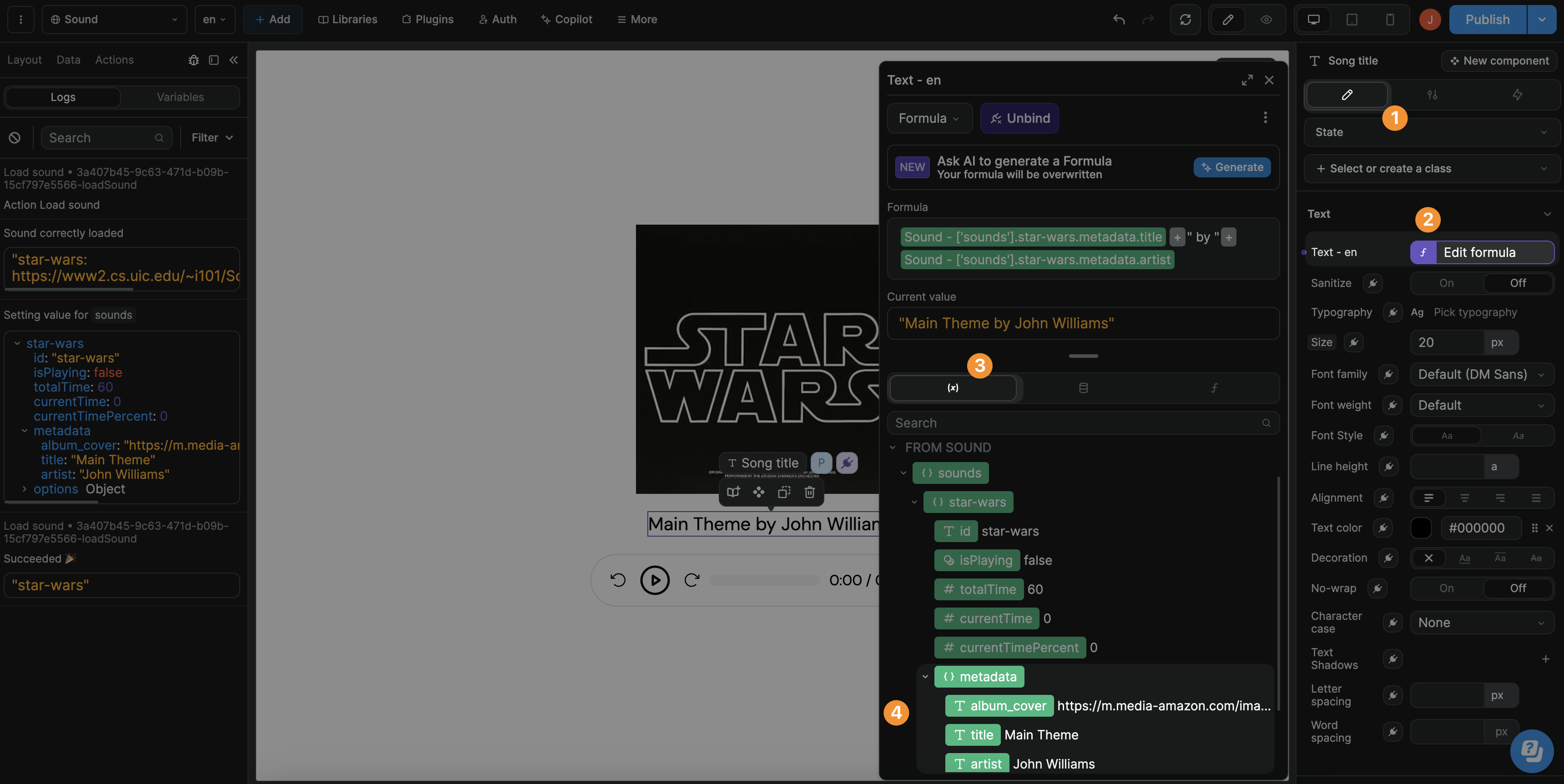 Sound metadata example