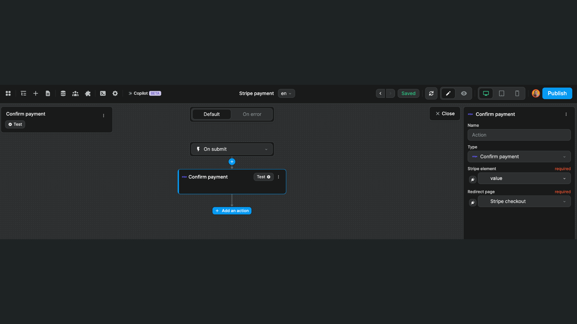 Confirm payment workflow