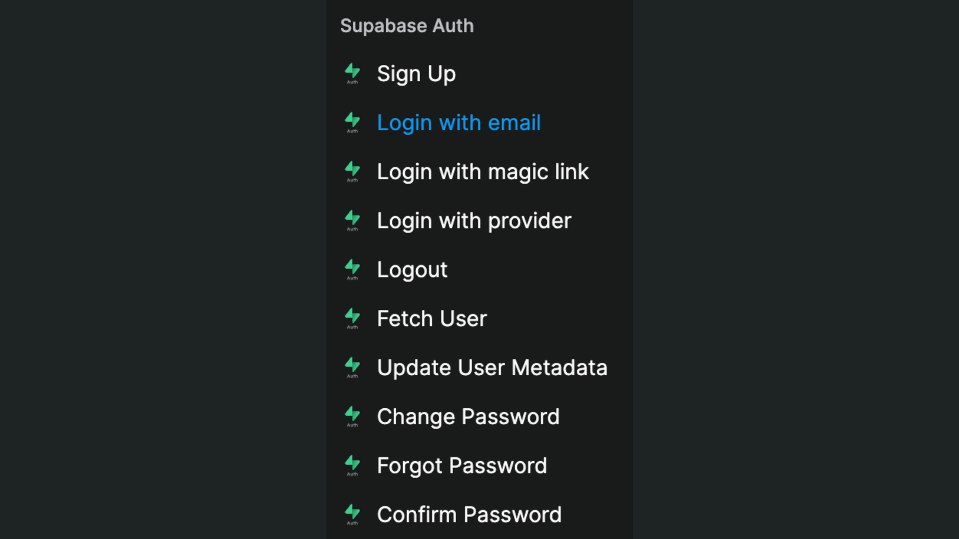 Supabase Auth workflow action