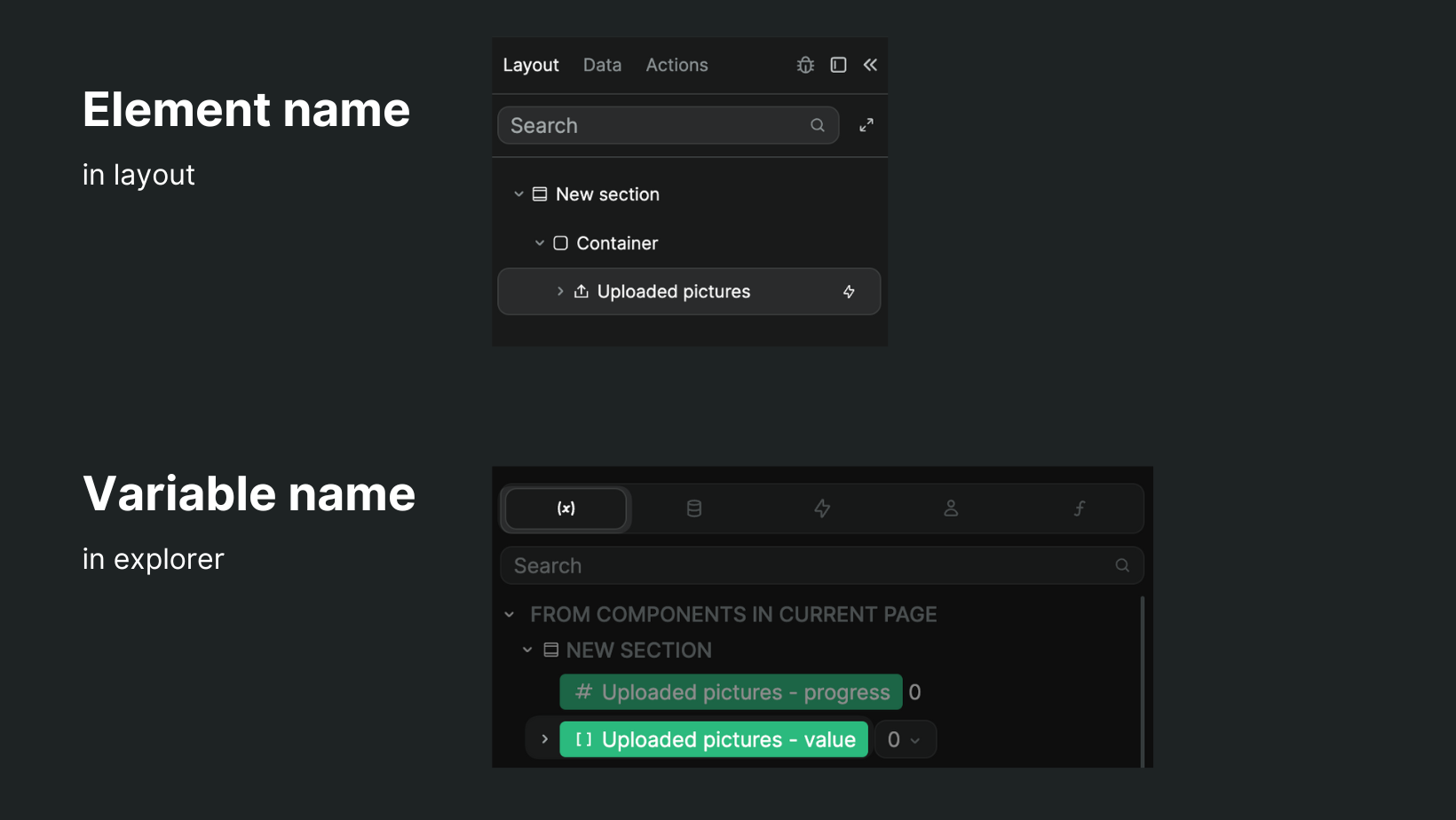 File upload name and variable