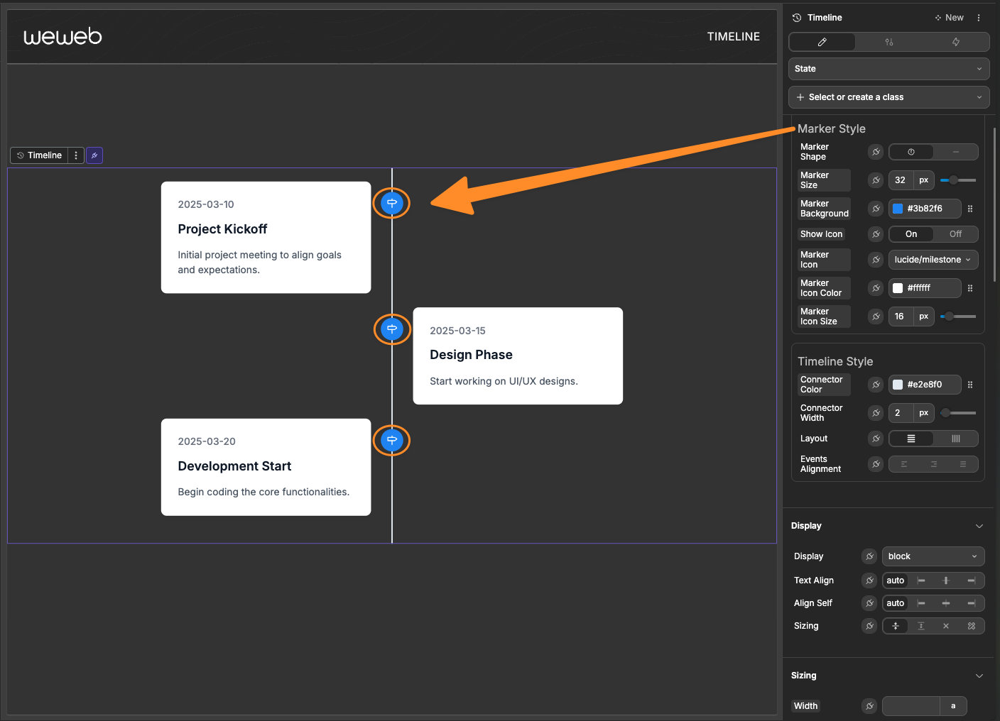 Timeline marker style options