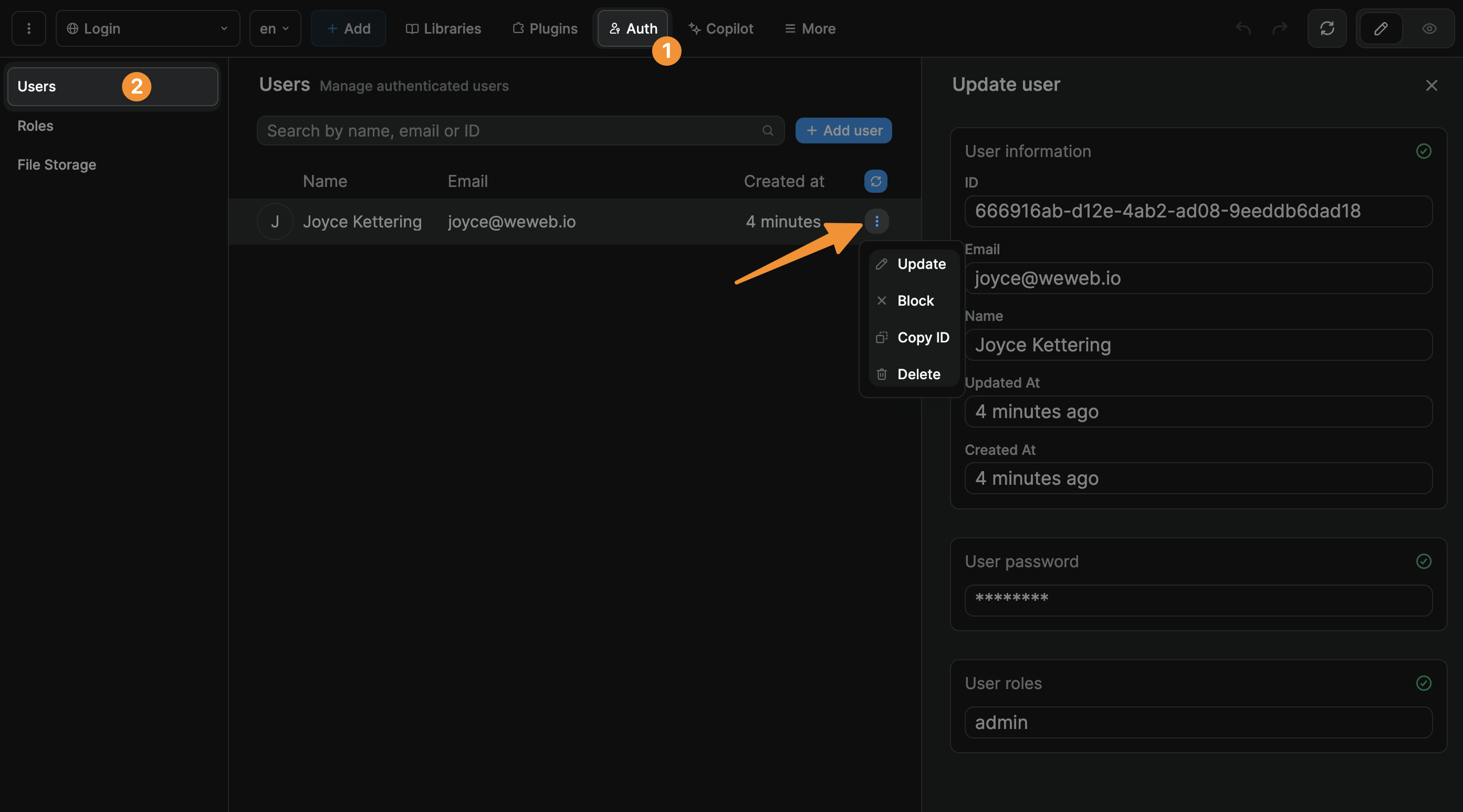 Update, block, or delete users