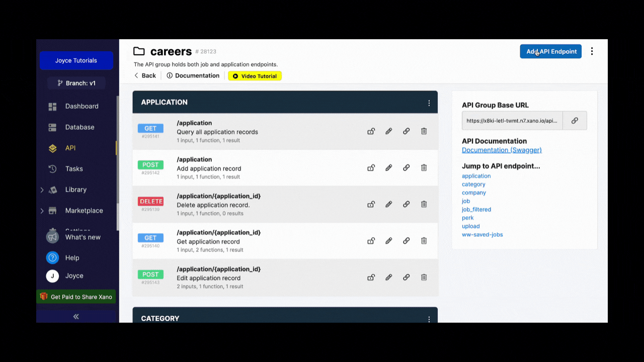 Add auth endpoints in Xano