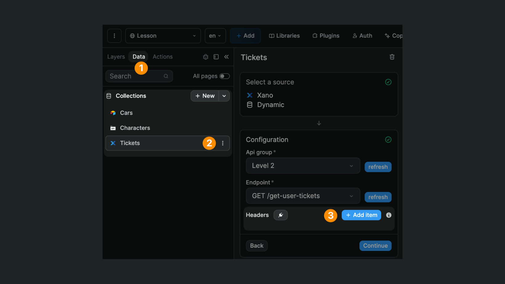 Custom headers in Xano data collection